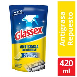 LIMPIADOR ANTIGRASA GLASSEX 420ML LIMON