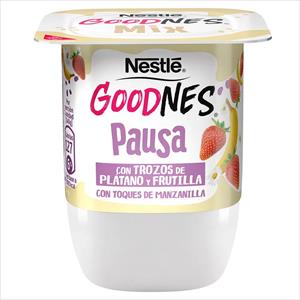 YOGHURT GOODNES PAUSA 140G TROZOS PLATANO Y FRUTILLA