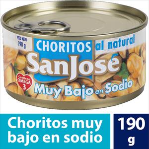 CHORITO AL NATURAL BAJO EN SODIO 190G SAN JOSE