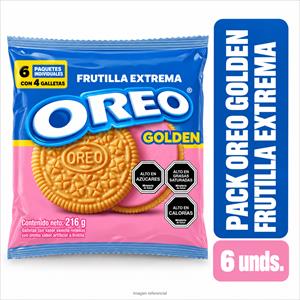 PACK GALLETA OREO X 6 GOLDEN FRUTILLA