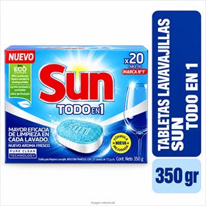 TABLETAS PARA LAVAVAJILLAS SUN 350G TODO EN 1