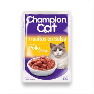 ALIMENTO CHAMPION CAT 85G TROZO SALSA POLLO/PAV