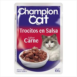 ALIMENTO CHAMPION CAT 85G TROCITOS SALSA CARNE
